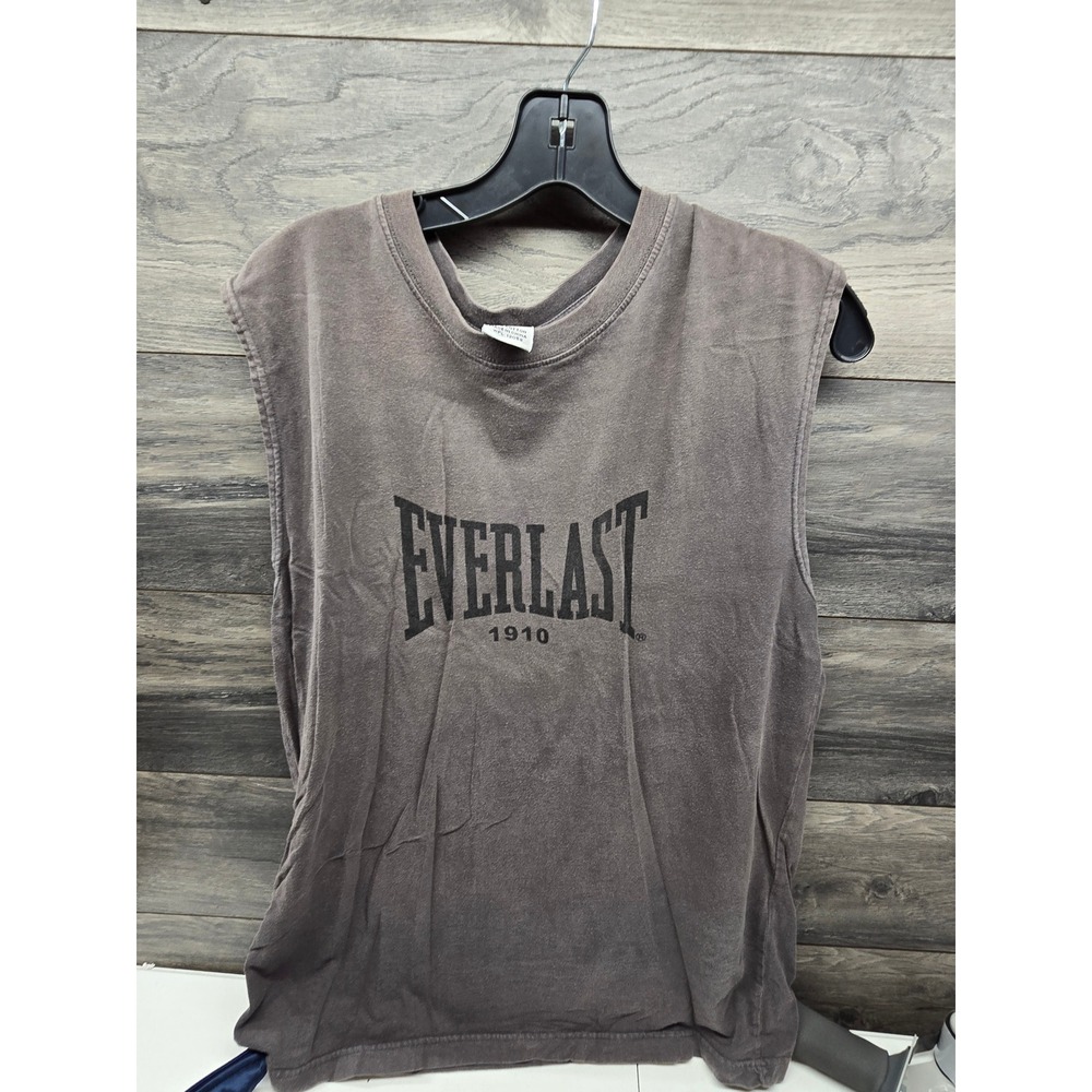 Everlast 1910 Mens Muscle Tee Sleeveless Shirt Gray Cotton Medium thrashed y2k